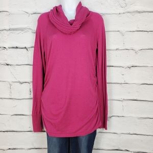 Limited Pink Cowl Neck Ruched Sides Sweater Sz L